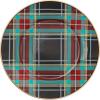 MACKENZIE-CHILDS Enamel Salad and Dessert Plate, Small Plate for Appetizers or Desserts, 8 Inches, Pink-and-White Rosy Check(Black Tartan)