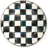 MACKENZIE-CHILDS Enamel Salad and Dessert Plate, Small Plate for Appetizers or Desserts, 8 Inches, Pink-and-White Rosy Check(Courtly Check)