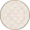 MACKENZIE-CHILDS Enamel Salad and Dessert Plate, Small Plate for Appetizers or Desserts, 8 Inches, Pink-and-White Rosy Check(Rosy Check)