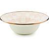 MACKENZIE-CHILDS Enamel Serving Bowl, Enamel Serveware Bowl, 12 Inches, Brown-and-White Mocha Check(Rosy Check)