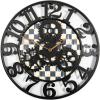 MACKENZIE-CHILDS Farmhouse Wall Clock, Rustic Home Decor, Large, Brown-and-White Mocha Check(Courtly Check)