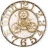 MACKENZIE-CHILDS Farmhouse Wall Clock, Rustic Home Decor, Large, Brown-and-White Mocha Check(Mocha Check)