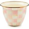 MACKENZIE-CHILDS Flowerpot, Decorative Garden Pot for Growing Plants, Brown-and-White Mocha Check(Rosy Check)