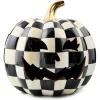 MACKENZIE-CHILDS Illuminated Jack-O’-Lantern, Decorative Resin Halloween Pumpkin Decor, Fergal(Courtly Check)