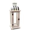 MACKENZIE-CHILDS Lantern, Wooden Lantern for Flameless Candles, Black-and-White Courtly Stripe(Courtly Stripe)