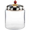 MACKENZIE-CHILDS Large Kitchen Canister, Decorative Glass Storage Jar with Lid, Green-and-White Emerald Check(Courtly Check)