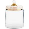 MACKENZIE-CHILDS Large Kitchen Canister, Decorative Glass Storage Jar with Lid, Green-and-White Emerald Check(Rosy Check)