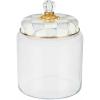 MACKENZIE-CHILDS Large Kitchen Canister, Decorative Glass Storage Jar with Lid, Green-and-White Emerald Check(Sterling Check)