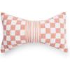 MACKENZIE-CHILDS Lumbar Throw Pillow, Decorative Pillow for Christmas Decor, 11×20, Red Diamond Bow Shaped(Pink Check)
