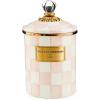 MACKENZIE-CHILDS Medium Enamel Canister, Kitchen Storage Container for Flour and Sugar, 1.42 Liters, Pink-and-White Rosy Check(Rosy Check)