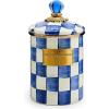MACKENZIE-CHILDS Medium Enamel Canister, Kitchen Storage Container for Flour and Sugar, 1.42 Liters, Pink-and-White Rosy Check(Royal Check)