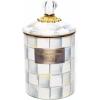 MACKENZIE-CHILDS Medium Enamel Canister, Kitchen Storage Container for Flour and Sugar, 1.42 Liters, Pink-and-White Rosy Check(Sterling Check)