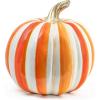 MACKENZIE-CHILDS Medium Pumpkin, Resin Halloween Home Decor, Pink-and-White Bubblegum Pink Stripe(Orange)