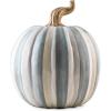 MACKENZIE-CHILDS Medium Pumpkin, Resin Halloween Home Decor, Pink-and-White Bubblegum Pink Stripe(Sterling)