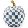 MACKENZIE-CHILDS Mini Pumpkin, Resin Halloween Home Decor, Purple-and-White Plum Check(Royal Check)