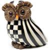 MACKENZIE-CHILDS Owl, Fall Owl Decor for Home, Black-and-White Courtly Stripe