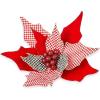 MACKENZIE-CHILDS Poinsettia Clip, Christmas Flower Ornament and Tree Decoration, Jumbo, Check It Out(Check It Out Jumbo)
