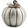 MACKENZIE-CHILDS Porch Decor Metal Pumpkin Container, Halloween Metal Container Home Decor with Lid, Large(Large)
