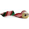 MACKENZIE-CHILDS Ribbon, Decorative Wired Ribbon for Christmas Gift Wrapping and Decor, 4 Inches, Brown-and-White Mocha Check Suede(Check It Out)