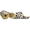 MACKENZIE-CHILDS Ribbon, Decorative Wired Ribbon for Christmas Gift Wrapping and Decor, 4 Inches, Brown-and-White Mocha Check Suede(Courtly Check Snowflake)