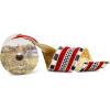 MACKENZIE-CHILDS Ribbon, Decorative Wired Ribbon for Christmas Gift Wrapping and Decor, 4 Inches, Brown-and-White Mocha Check Suede(Courtly Regal Red)