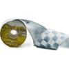 MACKENZIE-CHILDS Ribbon, Decorative Wired Ribbon for Christmas Gift Wrapping and Decor, 4 Inches, Brown-and-White Mocha Check Suede(Sterling Stripe)