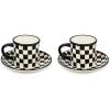 MACKENZIE-CHILDS Set of 2 Stoneware Espresso Cup and Saucer, Cute Coffee Cups(Courtly Check)