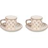 MACKENZIE-CHILDS Set of 2 Stoneware Espresso Cup and Saucer, Cute Coffee Cups(Mocha Check)