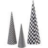 MACKENZIE-CHILDS Set of 2 Tabletop Christmas Trees, Black-and-White Courtly Check Forest(Courtly Check Cone)