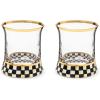 MACKENZIE-CHILDS Set of 2 Tumblers, Glass Drinkware with Gold Rims, 8 Ounces, Deck the Halls(Courtly Check)
