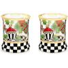 MACKENZIE-CHILDS Set of 2 Tumblers, Glass Drinkware with Gold Rims, 8 Ounces, Deck the Halls(Deck the Halls)