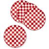 MACKENZIE-CHILDS Set of 4 Stoneware Dinner Plates, Dishwasher- and Microwave-Safe Plates, 10.5 Inches, Red-and-White Cherry Check(Cherry Check)