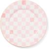 MACKENZIE-CHILDS Set of 4 Stoneware Dinner Plates, Dishwasher- and Microwave-Safe Plates, 10.5 Inches, Red-and-White Cherry Check(Pink Check)