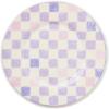MACKENZIE-CHILDS Set of 4 Stoneware Dinner Plates, Dishwasher- and Microwave-Safe Plates, 10.5 Inches, Red-and-White Cherry Check(Purple Check)