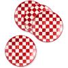 MACKENZIE-CHILDS Set of 4 Stoneware Salad Plates, Decorative Dinnerware Plate, 7.5 Inches, Red-and-White Cherry Check(Cherry Check)