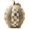 MACKENZIE-CHILDS Short Pumpkin, Resin Halloween Home Decor, Mocha Check and Block Print