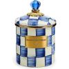MACKENZIE-CHILDS Small Enamel Canister, Kitchen Storage Container for Flour and Sugar, 1.13 Liters, Blue-and-White Royal Check(Royal Check)