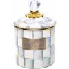 MACKENZIE-CHILDS Small Enamel Canister, Kitchen Storage Container for Flour and Sugar, 1.13 Liters, Blue-and-White Royal Check(Sterling Check)