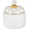 MACKENZIE-CHILDS Small Kitchen Canister, Decorative Glass Storage Jar with Lid, Green-and-White Emerald Check(Sterling Check)