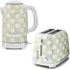 MACKENZIE-CHILDS Stainless-Steel Electric Kettle Bundle with Stainless-Steel 2-Slice Toaster, Gray-and-White Sterling Check