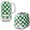MACKENZIE-CHILDS Stainless-Steel Electric Kettle Bundle with Stainless-Steel 2-Slice Toaster, Green-and-White Emerald Check