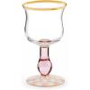 MACKENZIE-CHILDS Stemmed Wine Glass, Decorative Glassware, 12 Ounces, Deck the Halls(Rosy Check)
