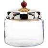MACKENZIE-CHILDS Sterling Check Kitchen Canister, Decorative Gray-and-White Glass Storage Jar with Lid, Medium(Courtly Check)