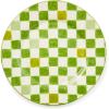 MACKENZIE-CHILDS Stoneware Serving Platter, Decorative Dinnerware Plate, 15″ W x 12″ L, Red-and-White Cherry Check(Green)