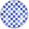 MACKENZIE-CHILDS Stoneware Serving Platter, Decorative Dinnerware Plate, 15″ W x 12″ L, Red-and-White Cherry Check(Indigo)