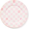 MACKENZIE-CHILDS Stoneware Serving Platter, Decorative Dinnerware Plate, 15″ W x 12″ L, Red-and-White Cherry Check(Pink)