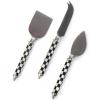 MACKENZIE-CHILDS Supper Club Cheese Knife Set, Stainless-Steel Cheese Slicers, Charcuterie Accessories, Set of 3, Black-and-White Courtly Check(Courtly Check)