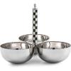 MACKENZIE-CHILDS Supper Club Trio, Stainless-Steel Serving Bowls for Condiments and Snacks, Black-and-White Courtly Check(Courtly Check)