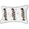 MACKENZIE-CHILDS Throw Pillow, Decorative Cotton Pillow for Christmas Decor, 16×16, Gingerbread House Shape(Penguin Parade)