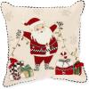 MACKENZIE-CHILDS Throw Pillow, Decorative Cotton Pillow for Christmas Decor, 16×16, Gingerbread House Shape(Santa With Tree Lights)